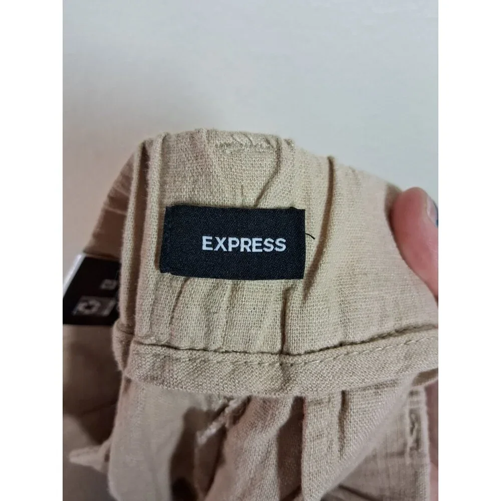 NWT Express Linen Shorts Casual Summer Beach Vacation Beige Size 4 - Picture 7 of 7